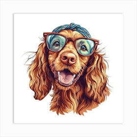 Dog With Glasses 49 Art Print