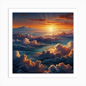 Sunset Over Clouds 3 Art Print