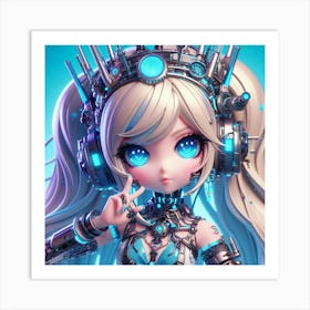 Anime Girl With Blue Eyes Art Print