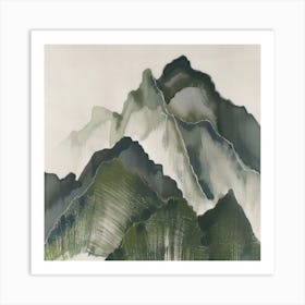 Japanese Watercolour Of Mount Kirigamine 3 Art Print