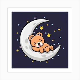 Teddy Bear Sleeping On The Moon Art Print