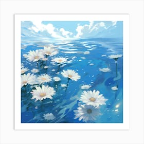 Daisies In The Water 2 Art Print