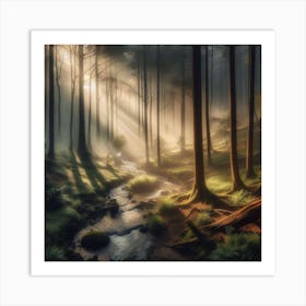 Sunrise In The Forest Art Print