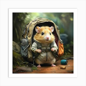 Hamster In A Backpack 2 Art Print