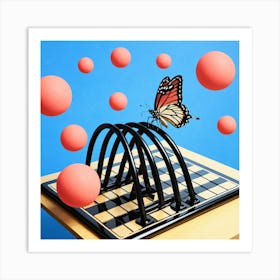 Butterfly On A Chess Board 25 Art Print