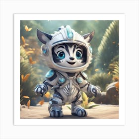 A Super Cute Chibi Zodiac Zebra, In The Universe, With Snowwhite Shiny Fur, Happy Smile, Happy Smile 1 Art Print