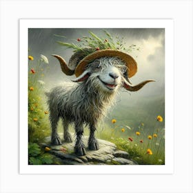 Goat In The Rain 1 Art Print