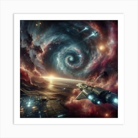 Spaceship In Space 1 Art Print