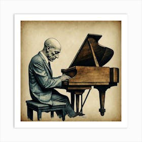 Default Classic Pianist Artwork Picasso Style Drawing 0 (1) Art Print