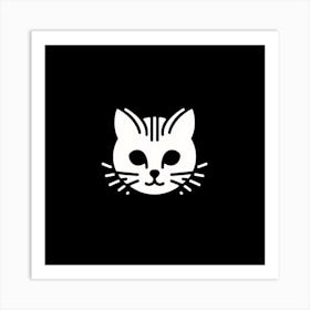 Cat Face On Black Background Art Print