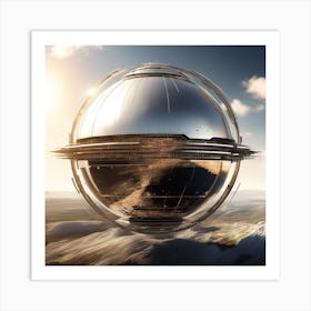 Imagine Earth Into Metallic Ball Space Station Floating In Space Universe Kardashev Scale (1) Art Print