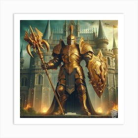 Knight In Golden Armor Art Print