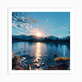 Sunset By The Lake Art Print