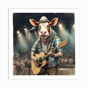 Cow Playing Guitar 6 Art Print