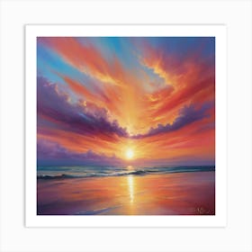 Sunset On The Beach Paintings Art Print 5 Art Print