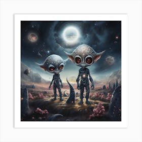 Aliens In Space 2 Art Print