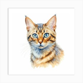 Bengal Rosetted Cat Portrait Art Print