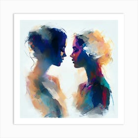 Two Women Facing Each Other Art Print