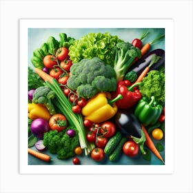 A Vibrant And Colorful Image Showcasing A Variety Of Fresh Vegetables Arranged In An Appealing And Artistic Manner 1 Art Print