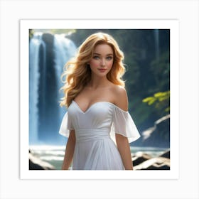 Beautiful Bride In A White Dress Art Print