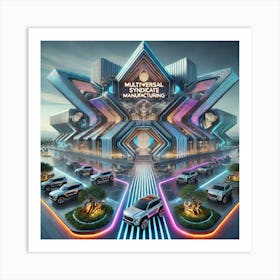 Futuristic Suv Factory Exterior With Signage Art Print