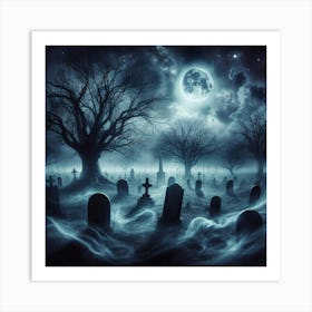 Graveyard At Night 15 Art Print