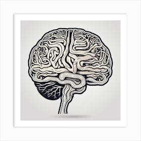 Human Brain Vector Illustration Art Print