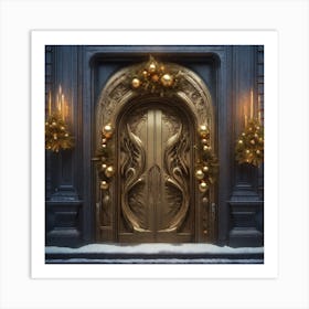 Christmas Decoration On Home Door Sf Intricate Artwork Masterpiece Ominous Matte Painting Movie (3) Art Print