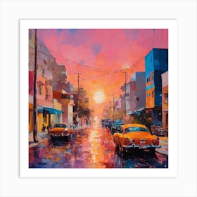 Sunset In Havana Art Print