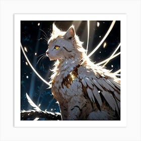 White Cat With Wings Art Print