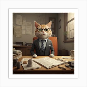 Cat In Business Suit 2 Art Print