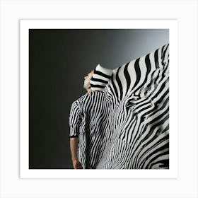 Firefly Zebra, Optical, Illusion, Black, White, Stripes, Horizontal, Mesmerizing, Captivating, Backd (10) Art Print