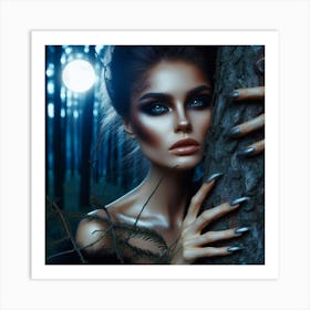 Sexy Woman In The Forest Art Print