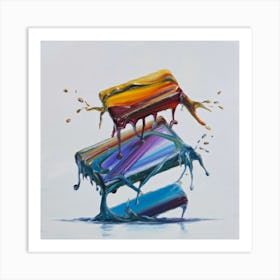 A group of paintings falling on top of each other 2 Art Print