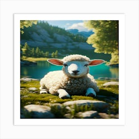 Sheep In The Grass Art Print