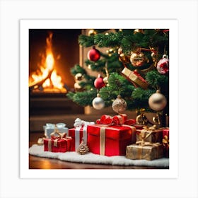 Christmas Tree With Presents 34 Art Print