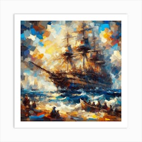 Ship In The Sea Art Print