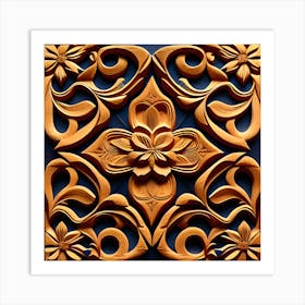 Carved Wood Panel Art Print