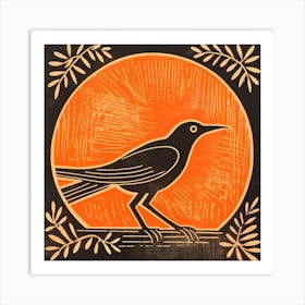 Retro Bird Lithograph Robin 2 Art Print