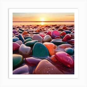 Pebbles At Sunset 2 Art Print