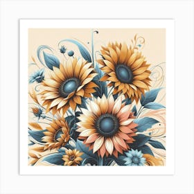 Sunflowers In A Vase Art Print