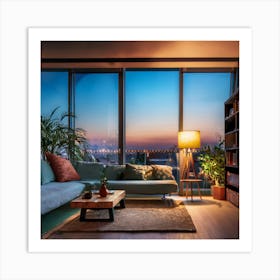 Modern Apartment Interior At Twilight Art Print