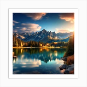 Sunrise Over Lake 11 Art Print