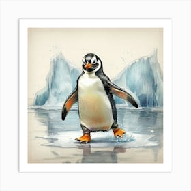 Penguin On Ice 1 Art Print