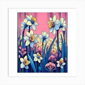 Daffodils art deco Art Print