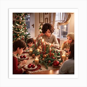 Family Christmas Dinner Art Print