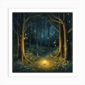 Fireflies In The Forest 2 Art Print