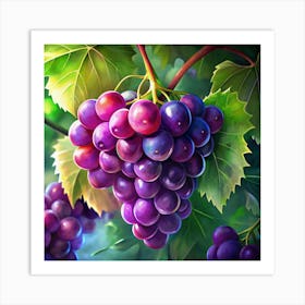 Close Up Of A Bunch Of Red Grapes Art Print