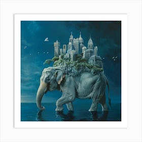 Elephant In The City 3 Art Print