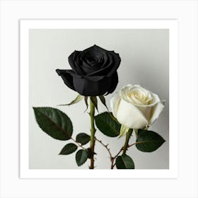Black And White Roses 3 Art Print